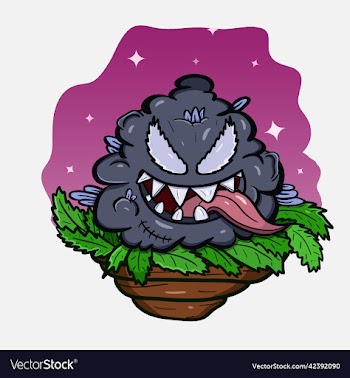 cartoon mascot of monster black weed bud