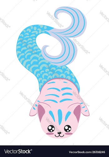 Cartoon mermaid cat vector image