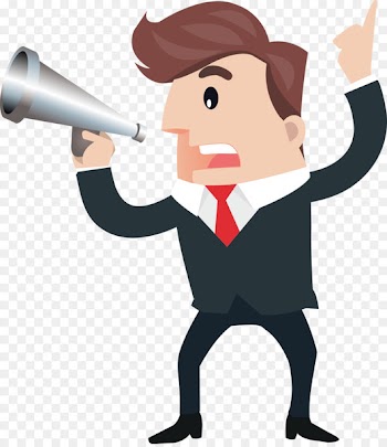 Cartoon Microphone - Business man with a horn speech 