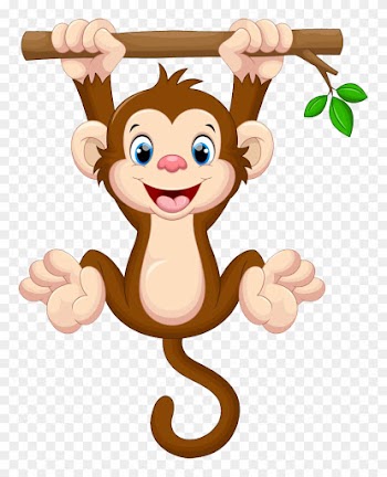Cartoon Monkey Hanging From A Tree