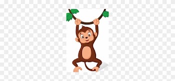 Cartoon Monkey Hanging On Tree