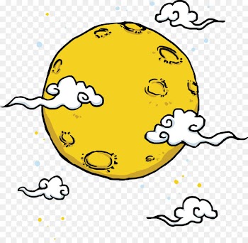 Cartoon Moon - Cartoon moon and auspicious clouds 