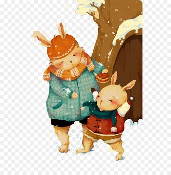 Cartoon Mother Illustration - Bunny Mother and Son 