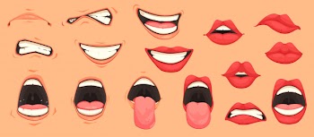 Cartoon mouth set Free Vector