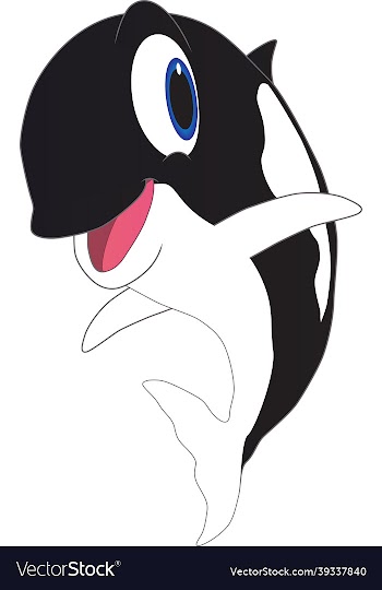 cartoon of a cute friendly orca whale