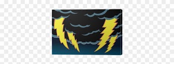 Cartoon Of Thunder Clouds With Scary Lightning - Thunder And Lightning Cartoon