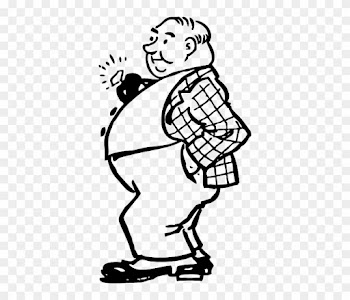 Cartoon Old, Outline, People, Man, Guy, Rich, Person, - Fat Man Clipart Black And White