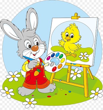 Cartoon Painting Royalty-free Illustration - little rabbit painter 