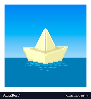 cartoon paper boat on the water