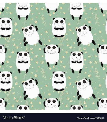 Cartoon pattern with cute panda guru vector image