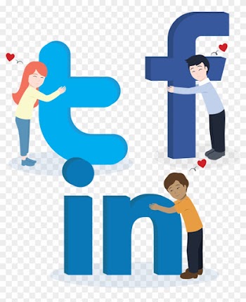 Cartoon People Hugging Social Media Logos - Cartoon People Hugging Social Media Logos