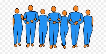 Cartoon People Linking Arms