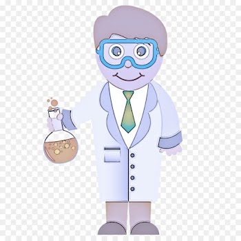 cartoon physician scientist white coat medical equipment