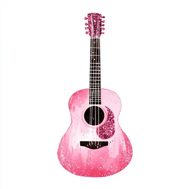Cartoon Pink Glitter Acoustic Guitar Illustration Cartoon Pink Glitter Acoustic Guitar Illustration