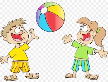 cartoon playing with kids playing sports sharing throwing a ball