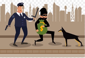 Cartoon Police officer Arrest - The police arrested the thief 