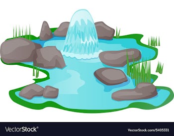 Cartoon pond scene vector image