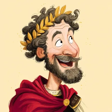 Cartoon Portrait of Marcus Aurelius with a Golden Wreath Cartoon Portrait of Marcus Aurelius with a Golden Wreath
