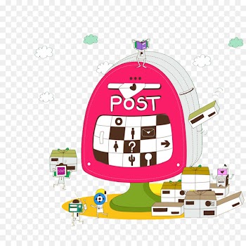 Cartoon Post box Logistics Illustration - Comics house 
