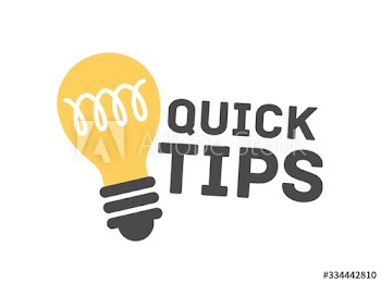 Cartoon quick tip badge isolated on white background
