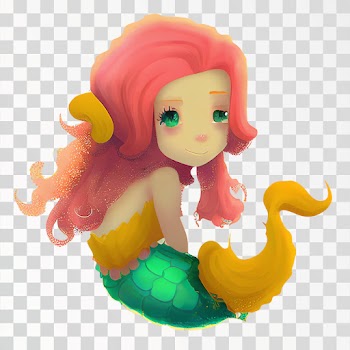 Cartoon red haired mermaid PNG transparent