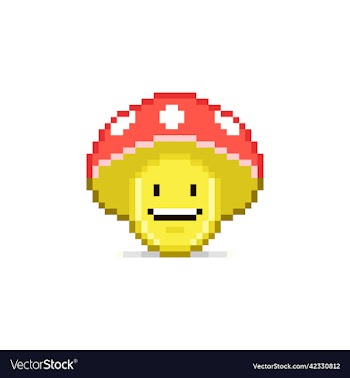 cartoon red hat smiling mushroom character
