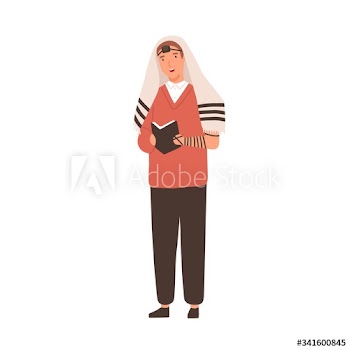 Cartoon religion jewish guy praying vector flat illustration