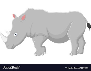 cartoon rhino standing on white background