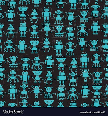  					Cartoon robots seamless pattern vector image														