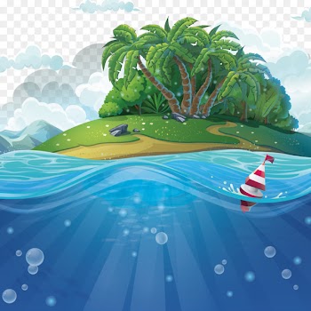 Cartoon Royalty-free Underwater Illustration - Vast island 