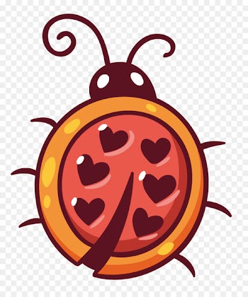 Cartoon Rubber stamp Illustration - Hand-painted six star ladybug 