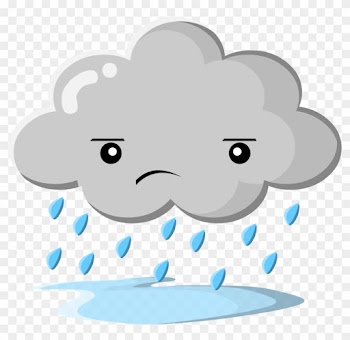 Cartoon Sad Girl Walking For Kids - Rain Clouds Clipart