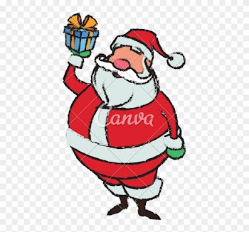 Cartoon Santa Claus Holding Gift Box For Your Christmas - Cartoon Santa Chimney