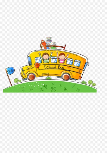 Cartoon School bus - School children sitting on a school bus 
