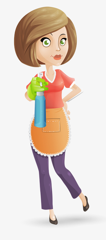 Cartoon Short Hair Cleaning Woman, Woman Clipart, Cartoon Woman ...