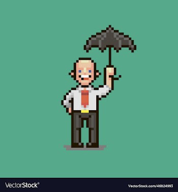 cartoon smiling guy black umbrella