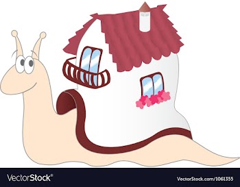 Cartoon snail with a house on its back vector image