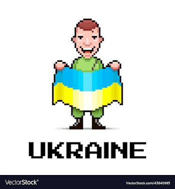 cartoon soldier holding the flag of ukraine