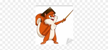 Cartoon Squirrel In Graduated Hat With Pointer Wall - Cartoon Animals Pointing
