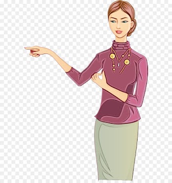 cartoon standing pink arm gesture