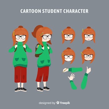 Cartoon student for motion design Free Vector