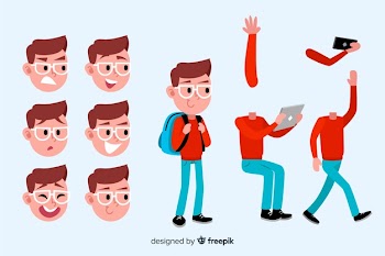 Cartoon student for motion design Free Vector