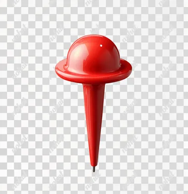 Cartoon-Style 3D Red Push Pin PNG