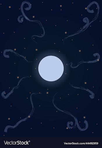 cartoon style night sky with moon stars and