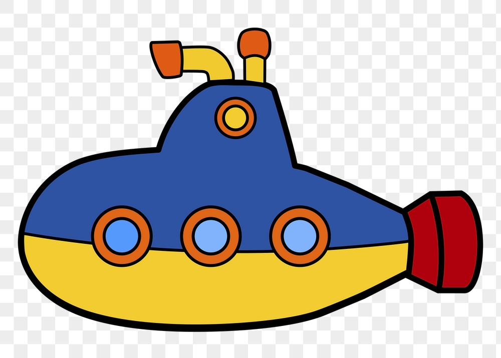 Cartoon submarine png sticker, vehicle | Free PNG - rawpixel