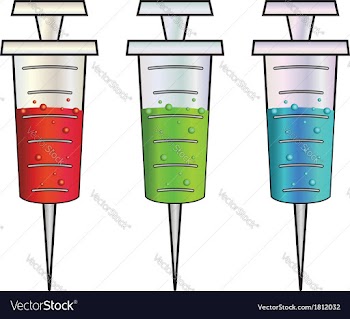 Cartoon syringes rgb vector image