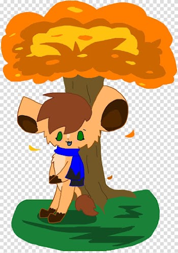 Cartoon Tree Boy , Autumn watercolor transparent background PNG clipart