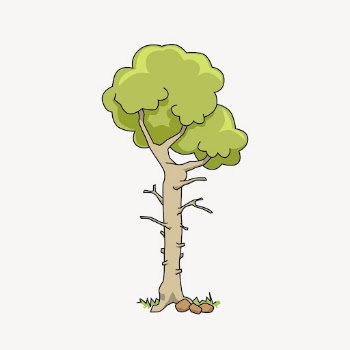 Cartoon tree sticker, botanical illustration | Free PSD - rawpixel