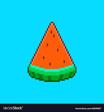 cartoon triangular slice of watermelon with pits