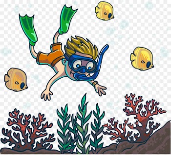 Cartoon Underwater diving Clip art - Vector cartoon creative cute diver seabed fish 